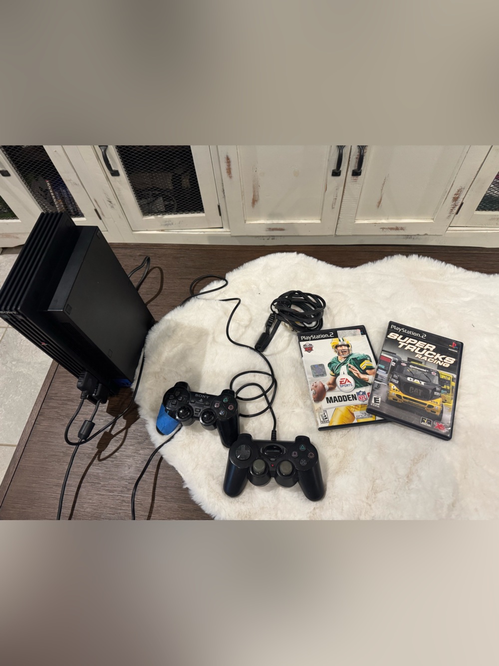 Sony PlayStation 2 Slim Black Console Bundle with Dual Controllers 2 games